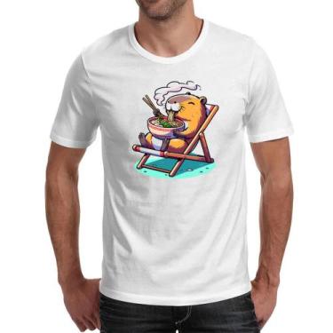Imagem de Camiseta Unissex Capivara ferias comendo lamen - Alearts, GG