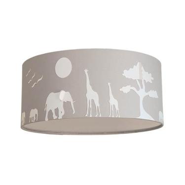 Imagem de Luminária Plafon Safari Savana Cúpula Tecido 50x15cm SKU - Tom Luz, Ci