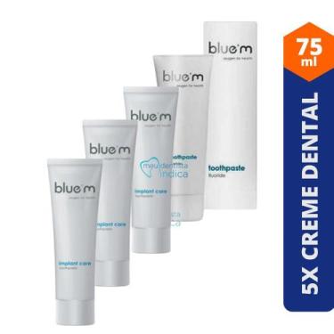 Imagem de Bluem  Creme Dental 75ml  Ideal p/ Implantes Dentais  5 unidades - Blu