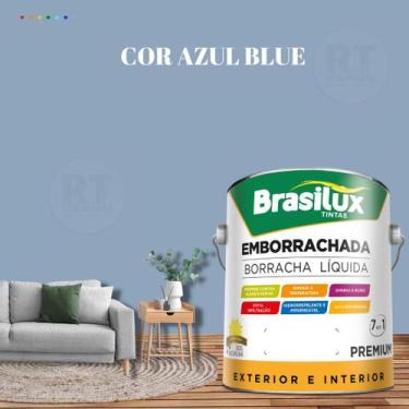 Imagem de Tinta Borracha Líquida Cor Azul Para Parede 3,2l Acrílica Lavável Anti