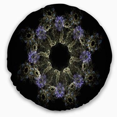 Imagem de Flor fractal radial brilhante Designart em roxo floral sala de estar, sofá, almofada de alta qualidade + capa de almofada impressa em ambos os lados 50 cm