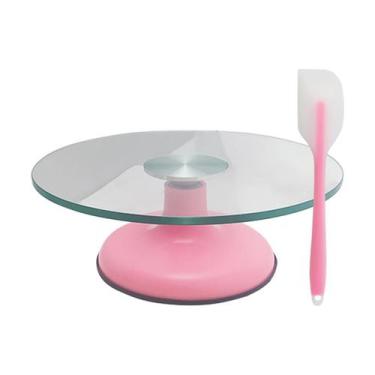 Imagem de Kit Confeitaria Bailarina De Vidro Rosa + Espátula Silicone - Macrozao
