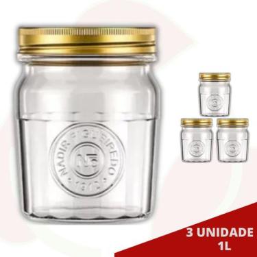 Imagem de Pote Americano Vintage Retro Tampa Biscoito 500ml Nadir 3Un - NADIR FI