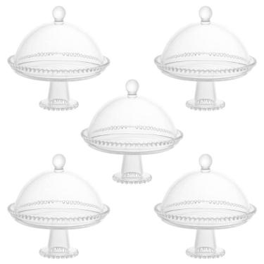 Imagem de 5 Boleiras Cristal com Pé Tampa Pearl Prato para Queijo Wolff Porta Bolos de Vidro