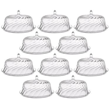 Imagem de Conjunto 8 Porta Bolos Transparente com Cúpula 25cm Tortas Doces Padaria Hotel Crippa