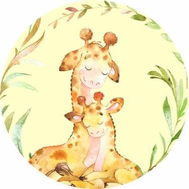 Imagem de Painel de Lona Redondo Girafinhas Mamãe Bebê - Fabrika De festa, 150x1