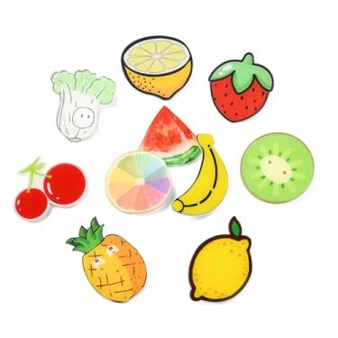 Imagem de Ipotkitt 20 peças, 10 estilos, alfinetes de frutas de acrílico, fofo, cereja, morango, banana, limão, broches de botão, crachá, para artesanato, roupas, mochilas, chapéus, jeans, gravatas, decoração