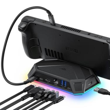 Imagem de Estação de ancoragem JSAUX RGB 8 em 1 para Steam Deck (OLED) /ROG Ally