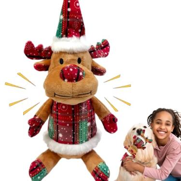 Imagem de CIIVURR Brinquedos de Natal para cães com enrugamento, brinquedos de mastigar de pelúcia interativos para mantê-los ocupados para cães pequenos, médios e grandes, tamanho de filhote de cachorro