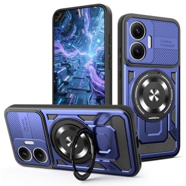 Imagem de Ysnzaq Capa protetora para Xiaomi Poco F7, proteção de câmera, suporte giratório de 360° e ímã de carro, capa de telefone para Xiaomi Redmi Turbo 4 Pro YJ azul
