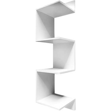 Imagem de Prateleira De Canto Reto Mdf Branco Estante Livros Nicho