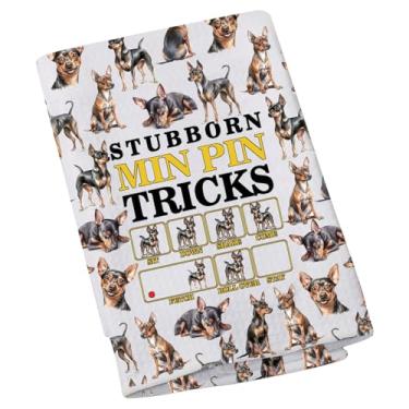 Imagem de LEVLO Min Pin Toalha de cozinha Miniatura Pinscher Proprietário Decoração de Cozinha Toalha de prato Presente para Cachorro Pai Mãe (Pino mínimo)