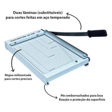 Imagem de Guilhotina de papel manual A4 30 cm em aço para 12 folhas - Cassmar 