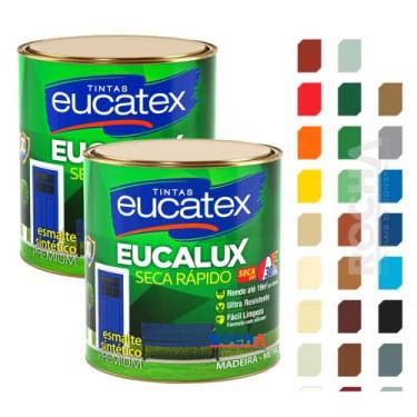 Imagem de 2 Tinta Esmalte Premium para Ferro e Madeira 225ml - Todas Cores - Euc