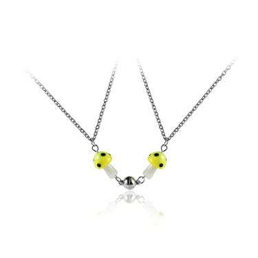 Imagem de Colares coloridos com pingente de simulação de cogumelos frescos para mulheres, meninas, amantes, melhores amigas, melhores amigas, amizade, 3D, alimentos, legumes, joias, Vidro, Vidro