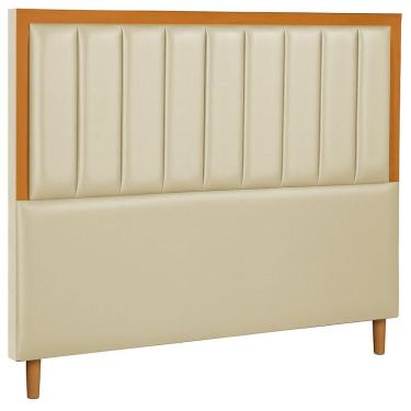 Imagem de Cabeceira Estofada Queen Paris Couro Pérola 160 Cm