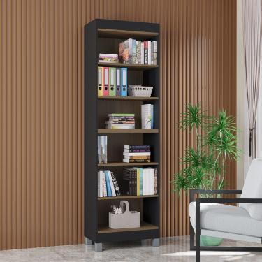 Imagem de Estante Livreiro Versati Moderna Resistente E Prática Preto-carvalho