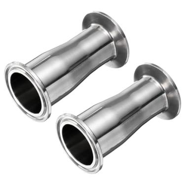 Imagem de PATIKIL Encaixe redutor de encaixe sanitário, 2 peças de aço inoxidável 304 tubo de 1-1/5.1 cm OD x 1-1/10.2 cm tubo OD 3.8 cm braçadeira sanitária tripla flange de virola de 50,5 mm, prata