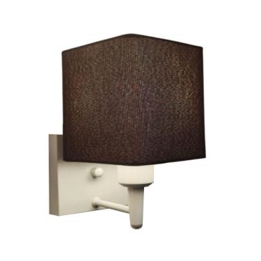 Imagem de Arandela Quadrada Vivare Md-2006 Base Branco Cúpula Em Tecido - Bivolt Branco-café 127-220v