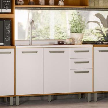 Imagem de Balcão 120cm sem Tampo para Pia 3 Portas 2 Gavetas Criare - Poliman Mó