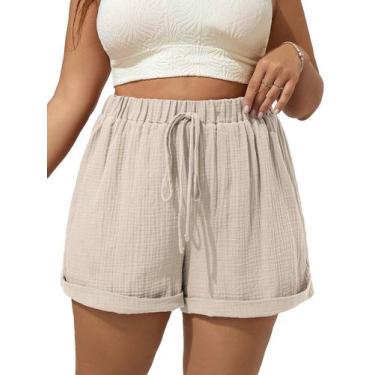 Imagem de Shorts largos MakeMechic Army Green para mulheres plus size