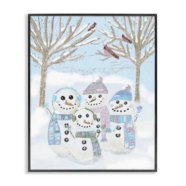 Imagem de Stupell Industries Arte giclée emoldurada preta Happy Snowman Family, design de Kristal Clifford, 76 x 61 cm
