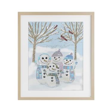 Imagem de Stupell Industries Impressão emoldurada Happy Snowman Family Birch sob vidro, design de Kristal Clifford, 40,6 x 33,5 cm