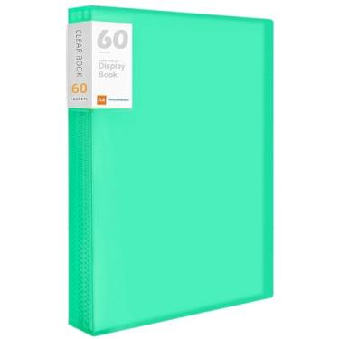 Imagem de Fichário com mangas de plástico com 60 bolsos para exibição de livro de 120 páginas, pasta de portfólio de arte com protetores de folhas transparentes, livro de apresentação para obras de arte