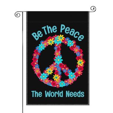 Imagem de SRWNFOS Bandeira de jardim Be The Peace The World Needs, bandeira dupla face, casa, quintal, decoração interna, bandeira de pátio da paz mundial para povos indígenas, presentes engraçados de não