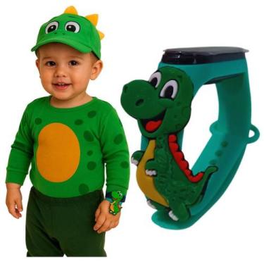 Imagem de Relógio Infantil Menino Dinossauro a Digital Verde A Prova Dagua