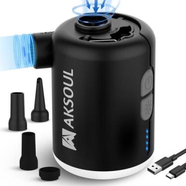 Imagem de Bomba de colchão de ar portátil AKSOUL Bateria recarregável USB