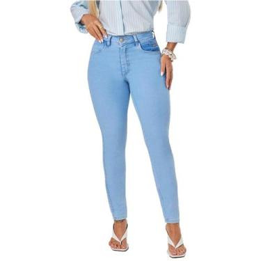 Imagem de Calça Jeans Feminina Max Denim Skinny Cós Alto Up Azul Claro, Azul cla