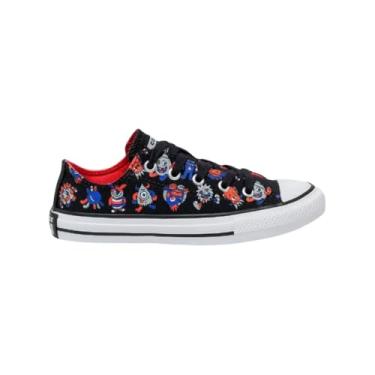 Imagem de Tênis Converse All Star Infantil Ox - Cano baixo, Original, Confortável, Ideal para o dia a dia, Estilo Clássico (Preto/Vermelho, BR, Criança de 4 a 8 anos, Numérico, 30)
