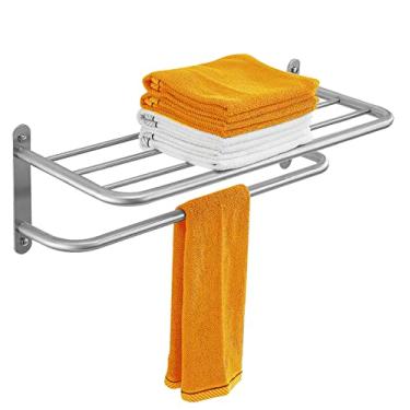 Imagem de Sagetta Toalheiro Bahtroom Hotel de 61 cm com barra de aço inoxidável de níquel escovado montado na parede para casa de banho e hotel, à prova de ferrugem