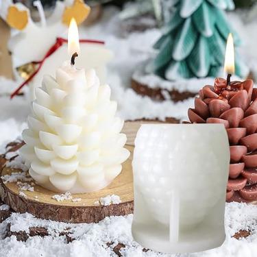Imagem de Molde de vela de cone de silicone de pinha de Natal, molde de sabão de Natal 3D para concreto de resina, suprimentos de artesanato de enfeite DIY, decoração de casa de outono de ação de graças (1 peça
