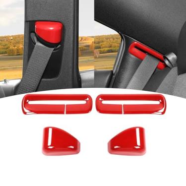 Imagem de PDKLIN Capa para carregador de cinto de segurança para Dodge Charger/Chrysler 300C 2011-2023 Vermelho Acessórios interiores 4 peças