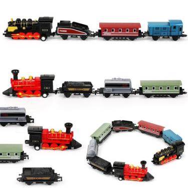 Imagem de Conjunto de brinquedos de trem Hanaive 2 Alloy Steam Locomotives Pull 