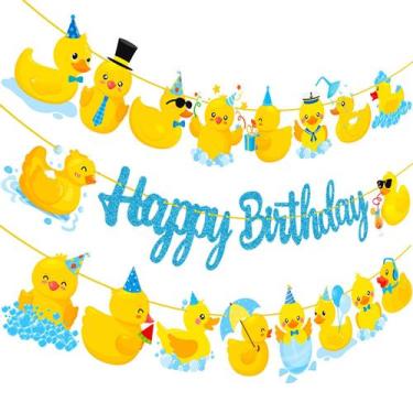 Imagem de Banners de aniversário CANDY CHEF Duck Happy Birthday, 3 unidades