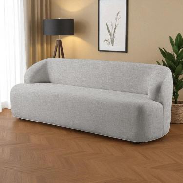 Imagem de Sofá Fixo Noah 3 Lugares Luxo 1,80m Castellar Móbile Linho Cinza