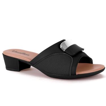 Imagem de Tamanco Feminino Salto Bloco Fivela Preto Usaflex MM0802