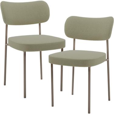 Imagem de Kit 02 Cadeiras Para Sala De Jantar Melina Base Arena L02 Bouclê Oliva - Lyam Decor