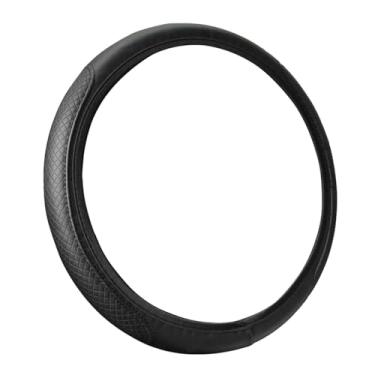 Imagem de Capa de volante de carro de couro para homens e mulheres, elástica, respirável, antiderrapante, universal, 38 cm, (preto) 1)