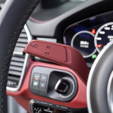 Imagem de XBAOPEG Serve para Porsche Cayenne Panamera 911 Acessórios, LHD Volante Farol Interruptor Guarnição Tampa Decoração Interruptor Tampa 2 Pçs/conjunto (Vermelho)