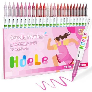 Imagem de Guangna Marcadores de tinta acrílica rosa 24 cores, canetas de tinta acrílica com ponta de pincel para pintura de abóbora, arte de Natal, pintura rupestre, madeira, vidro, cerâmica, tela, pedra