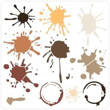 Imagem de GORGECRAFT Estêncil Splatter 29 x 29 cm grande quadrado PET plástico reutilizável grafite água manchas derramamentos spray tinta spray estêncil modelo para pintura de arte DIY em tela de madeira papel