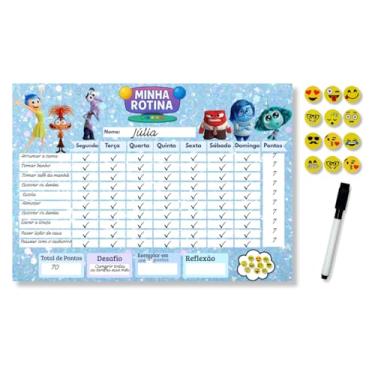 Imagem de Quadro de Incentivo Infantil Magnético Tema Filme das Emoções – Rotina Educativa Opfy A4