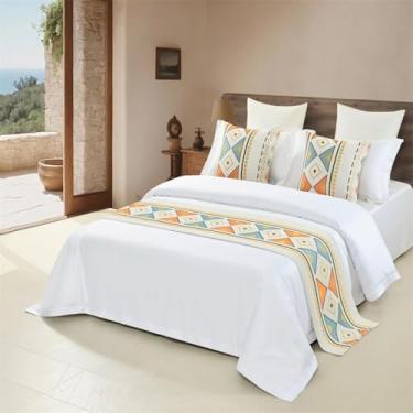Imagem de Cachecol de cama de hotel luxuoso que não desbota toalha de cama macia e elegante proteção para quarto colcha de tecido confortável decorativa para cama de solteiro queen size - bege|apenas 2 fronhas