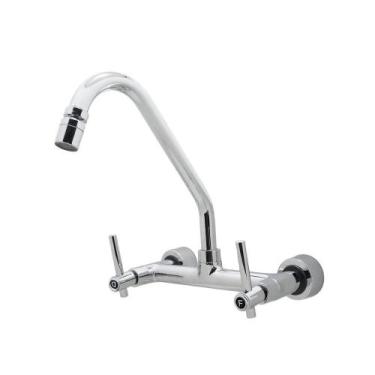 Imagem de Torneira Misturador Cozinha Parede Bica Movel Cromado 1/4 De Volta - S