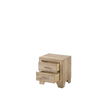 Imagem de Mesa de cabeceira Yardlio Rustic Natural Malaysia de madeira com 2 gav