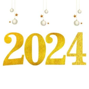 Imagem de Painel Letreiro Grande 2024 Reveillon E.v.a Dourado Glitter - Dayu Var